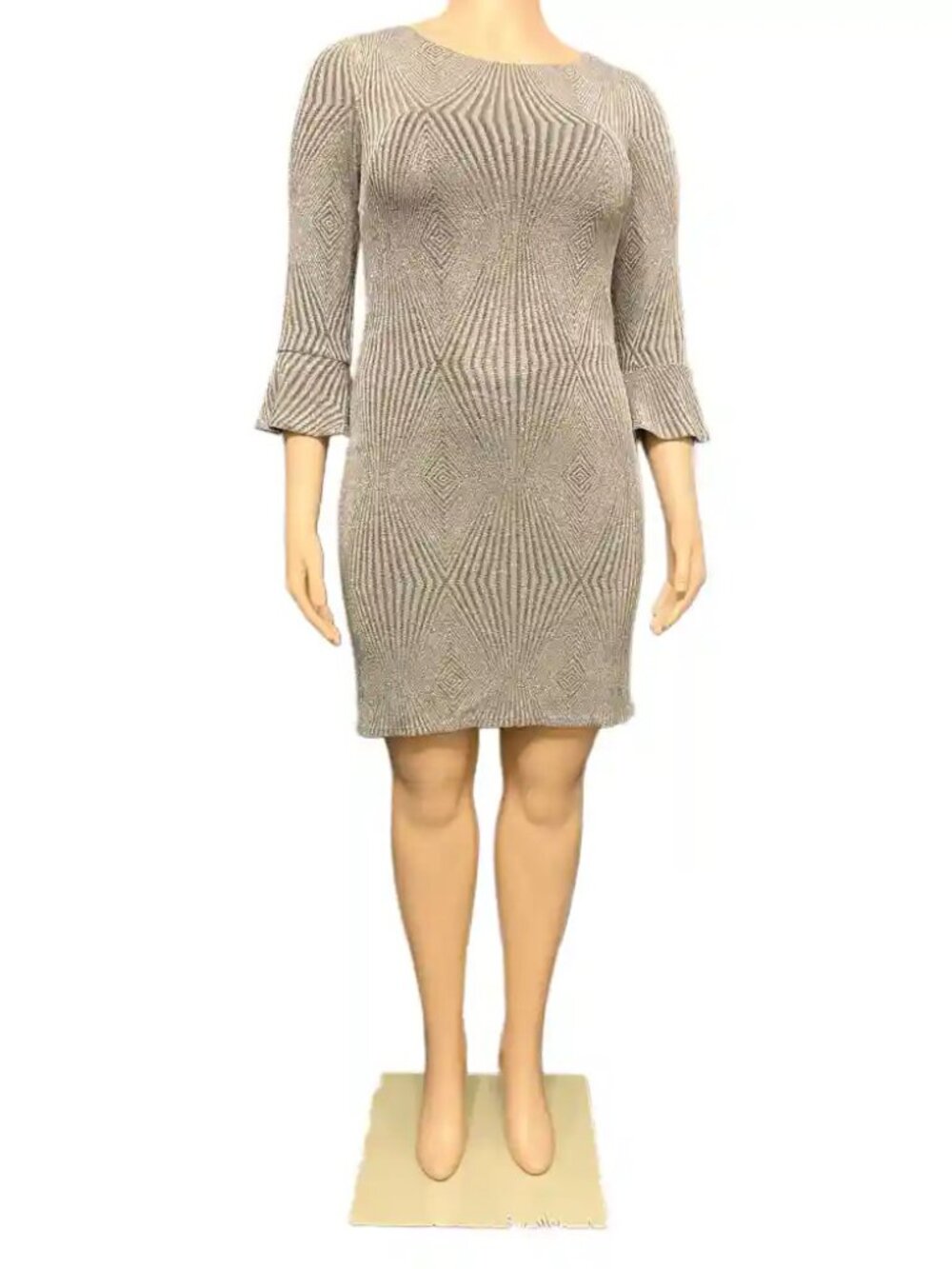 Jessica Howard Metallic Dress Gray Bell Sleeve - Picture 1 of 7